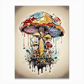 Colorful Funny Mushrooms Canvas Print