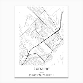 Lorraine,Canada Minimalist Map Canvas Print