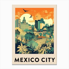Mexico City Vintage Travel Poster Canvas Print