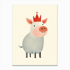 Little Pig 3 Wearing A Crown Canvas Print