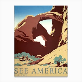 Rock Formations In America, Vintage Travel Poster Canvas Print
