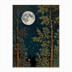 Moonlight In The Woods Style William Morris 1 Canvas Print