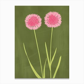 Pink & Green Cornflower 2 Canvas Print