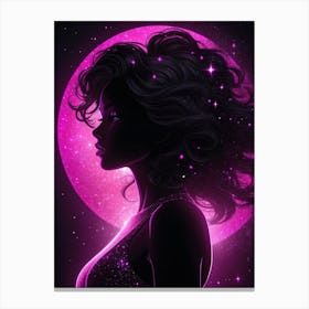 Girl In The Moonlight Print Canvas Print