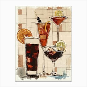 Cocktail Selection Textured Illustration 2 Canvas Print