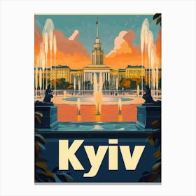 Aihrgdesign A Retro Travel Poster For Kyiv 3 Canvas Print