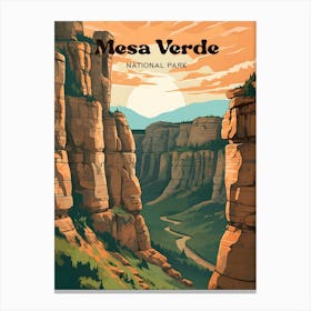 Mesa Verde National Park Colorado Adventure Modern Travel Illustration Canvas Print