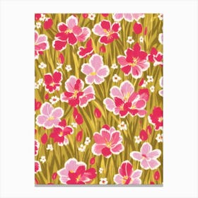 Crocus Floral Print Warm Tones 1 Flower Canvas Print