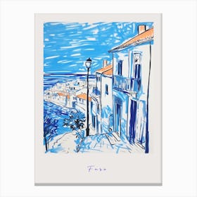 Faro Portugal Mediterranean Blue Drawing Poster Canvas Print