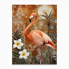 Greater Flamingo And Plumeria Boho Print 3 Canvas Print