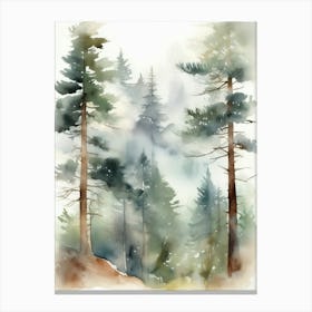 Appalachian Mountains of Misty Pines Watercolor Print of Evergreen Forest..128 Canvas Print