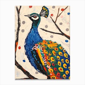 Peacock On The Branches Painting 1 Canvas Print