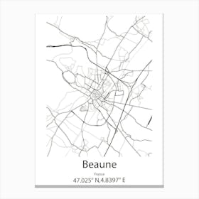 Beaune,France Minimalist Map Canvas Print