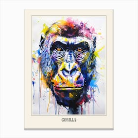 Gorilla Colourful Watercolour 2 Poster Canvas Print