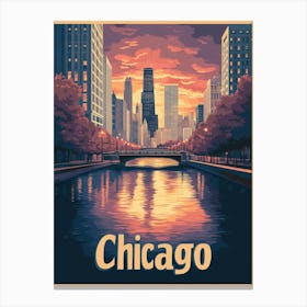 Aihrgdesign A Mid Century Modern Travel Poster For Chicago 1 Canvas Print