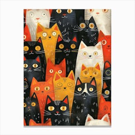 Repeatable Artwork With Cute Cat Faces 14 Canvas Print