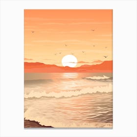 Bateau Bay Beach Australia At Sunset Golden Tones 1 Canvas Print