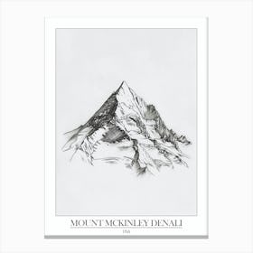 Mount Mckinley Denali Usa Line Drawing 3 Poster Canvas Print