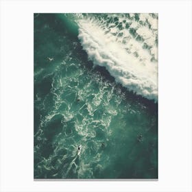 Aerial View Of Surfers In The Ocean 1 Canvas Print