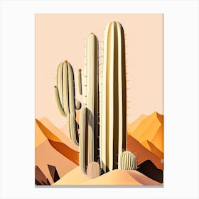 Saguaro Cactus Neutral Abstract Canvas Print