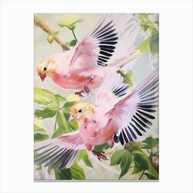 Pink Ethereal Bird Painting American Goldfinch 3 Canvas Print