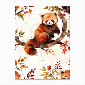 Red Panda Seamless Pattern Canvas Print