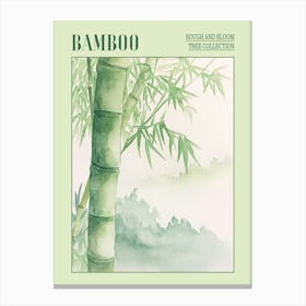 Bamboo Tree Atmospheric Watercolour Painting 4 Poster Canvas Print