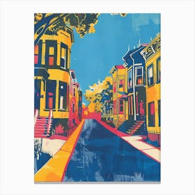 Sunnyside New York Colourful Silkscreen Illustration 1 Canvas Print