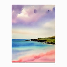 Cemaes Bay, Anglesey, Wales Pink Watercolour Canvas Print