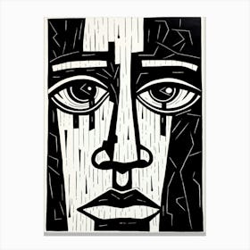 Eyes Linocut Inspired Portrait 2 Canvas Print