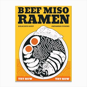 Beef Miso Ramen Canvas Print