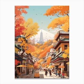 Seoul In Autumn Fall Travel Art 1 Canvas Print