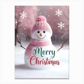 Snowy Smiles and Christmas Cheer: Merry Christmas Snowman Canvas Print