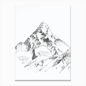 Mount Everest Nepal Tibet Line Drawing 4 Canvas Print