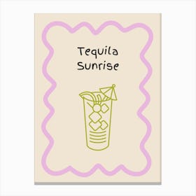 Tequila Sunrise Doodle Poster Lilac & Green Canvas Print