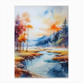 Watercolor Of A River 8 Canvas Print