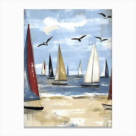 Sailboats At The Beach Canvas Print