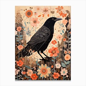 Raven 4 Detailed Bird Painting Canvas Print
