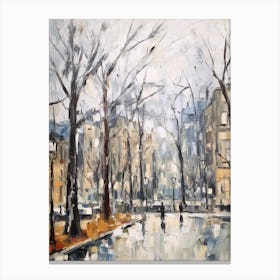 Winter City Park Painting Parc Monceau Paris France 1 Canvas Print