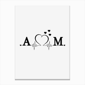Personalized Couple Name Initial A And M Canvas Print