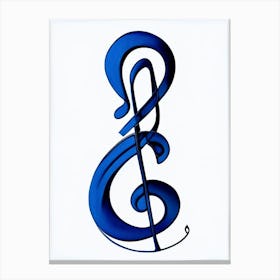 Treble Clef Symbol Blue And White Line Drawing Canvas Print