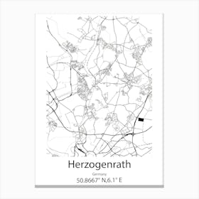 Herzogenrath,Germany Minimalist Map Canvas Print