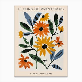 Spring Floral French Poster  Black Eyed Susan 1 Canvas Print