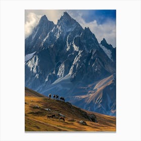 Horses In The Mountains Canvas Print