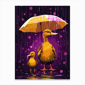 Ducks In The Rain 2 Canvas Print