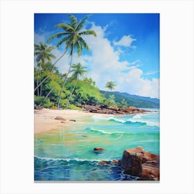 A Painting Of Anse Lazio, Praslin Seychelles 3 Canvas Print