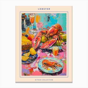 Kitsch Lobster Banquet Painting 3 Poster Canvas Print