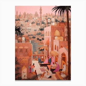 Cairo Egypt 4 Vintage Pink Travel Illustration Canvas Print