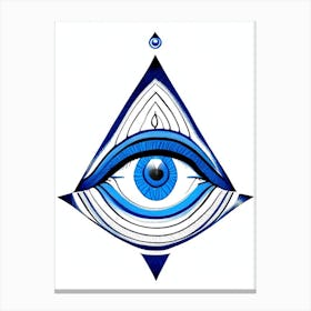 The Ajna Chakra, Symbol, Third Eye Blue & White 4 Canvas Print