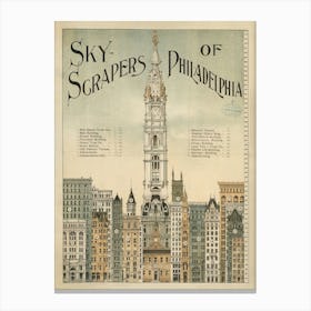 Sky Scrapers Of Philadelphia Vintage Poster Canvas Print